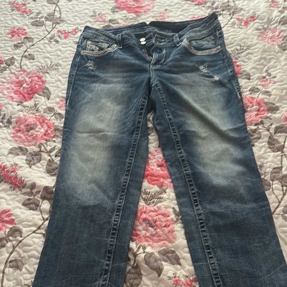 Vigoss Blue Straight Leg Jeans with Vintage Wash